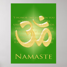 OM im Grün u. im Gold - Namaste Plakatdruck