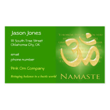 OM im Grün u. im Gold - Namaste Visitenkartenvorlage