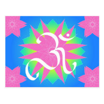 OM und Blume - Postkarte
