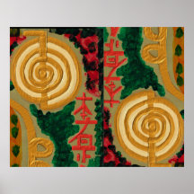 Omni gerichteter goldener Chokuray - Reiki Flecken Posterdrucke