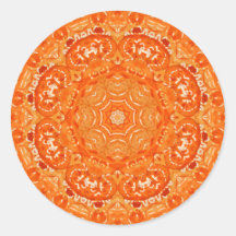 Orange Aquarell-atomarMandala Runde Sticker