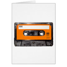 Orange Aufkleberachtziger jahre Kassette Karten