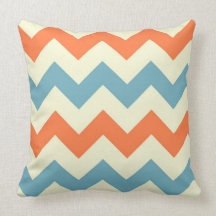 Orange blauer Zickzack Zickzack stripes Zickzackmu Zierkissen