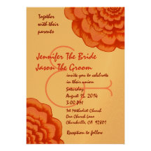 Orange Blumen, die Schablone Wedding sind Personalisierte Ankündigungskarten