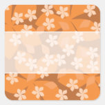 Orange Blumen. Retro Blumenmuster Aufkleber