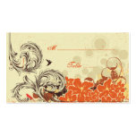 Orange Blumenhochzeits-Platzkarte der Vintagen Bed Visitenkarten Vorlage