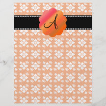 Orange Blumenmonogramdiamanten Flyerbedruckung