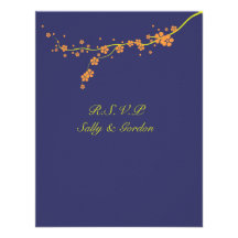Orange Blüten-Hochzeit UAWG Individuelle Ankündigskarten