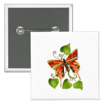 Orange Buntglas-Schmetterlings-Knopf Button