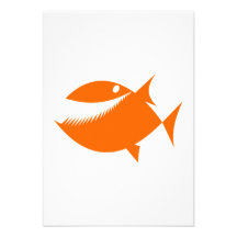 Orange Cartoon-Fische Einladung