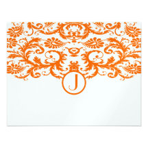 Orange Damast-Monogramm-Hochzeit UAWG Karten Einladung