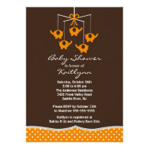 Orange Elefant-bewegliche Babyparty-Einladung