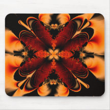 Orange Feder-Fraktal Mousepad