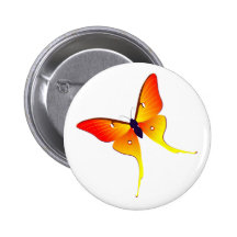 Orange Flammen-Schmetterlings-runder Knopf Anstecknadelbuttons
