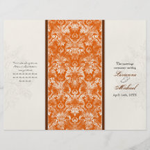 Orange formales Hochzeits-Programm Fleur di Lys Da Flyerdesign