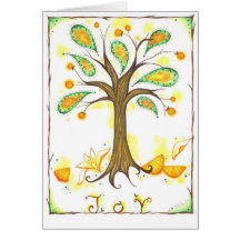 Orange FREUDE Baum Karte