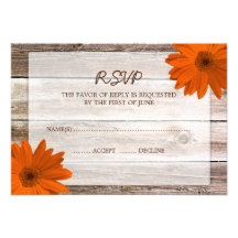 Orange Gänseblümchen-Scheunen-hölzerne Hochzeit UA Individuelle Einladungskarte