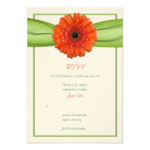 Orange Gerbera-Gänseblümchen-Grün-Hochzeits-Antwor Einladungen