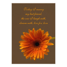 Orange Gerbera-Gänseblümchen-Hochzeits-Einladung -