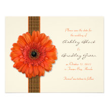 Orange Gerbera-Gänseblümchen-Save the Date Karte Einladungskarte