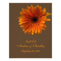 Orange Gerbera-Gänseblümchen-Wartekarte Personalisierte Ankündigungen