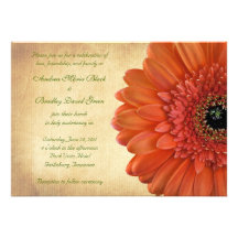 Orange Gerbera-Hochzeits-Einladung