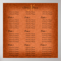 Orange Hochzeitssitzplatzdiagramme Posterdrucke