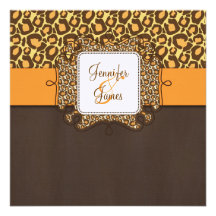 Orange Leopard Browns beschmutzt Hochzeits-Einladu