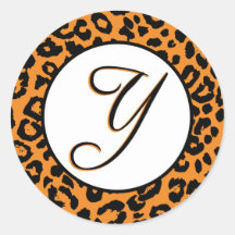 Orange Leopard-Entwurf mit Y Sticker