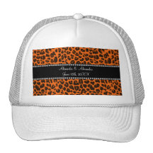 Orange leopard print wedding favors trucker hat