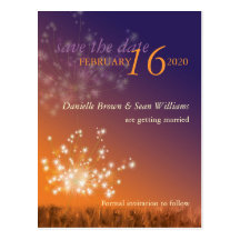 Orange + lila Löwenzahn modern Save the Date Postkarten