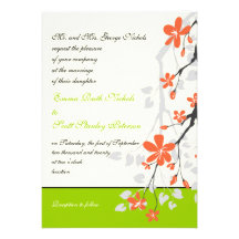 Orange Limone grüne Hochzeitseinladung der Blumen