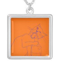 Orange Miezekatze Personalisierte Halskette