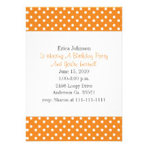 Orange mit weißer Polka-Punkt-Druck-Party Einladun