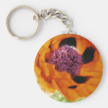 Orange Mohnblume Keychain Schlüsselband