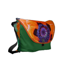 Orange Mohnblumen-Blumen-Bote-Tasche Kuriertaschen