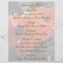 Orange Mohnblumen, die Menü-Flyer Wedding sind