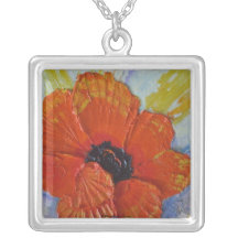 Orange Mohnblumen-Halskette