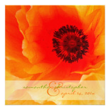 Orange Mohnblumen-/Hochzeit Einladungen