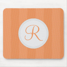 Orange Monogramm-dünnes Zickzack Muster Mauspad