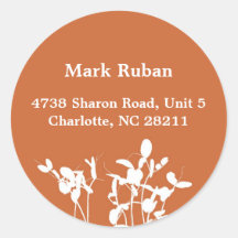 Orange Naturblatt-Pflanzen-Name-Adressen-Etikett Runde Sticker
