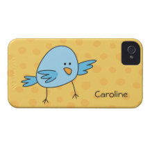 Orange Polkapunkte des lustigen blauen VogeltierCa iPhone 4 Hülle