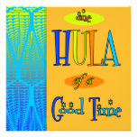 Orange Retro Luau Hula eine der guten Zeit-Einladu