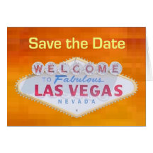 Orange Retro Save the Date Las Vegas Karte 3 D