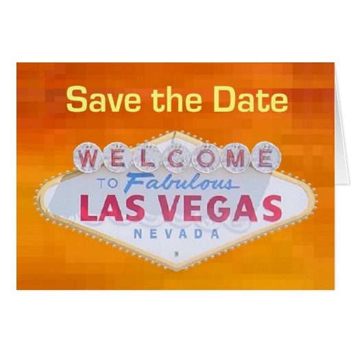 Orange Retro Save the Date Las Vegas Karte 3 D