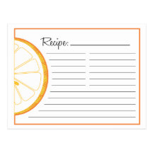 Orange Rezept-Karte Postkarte