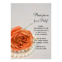 Orange Rose und Perlen-allgemeine Party Einladung