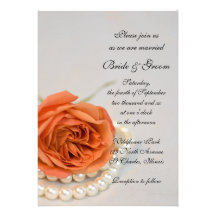 Orange Rose und Perlen, die Einladung Wedding sind