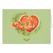 Orange Rosemaling Valentinsgruß Grußkarten