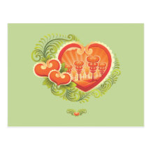 Orange Rosemaling Valentinsgruß Postkarte